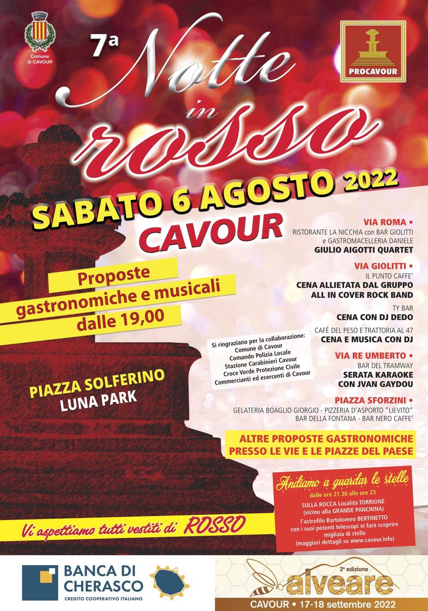 CAVOUR : 7^ Notte in Rosso